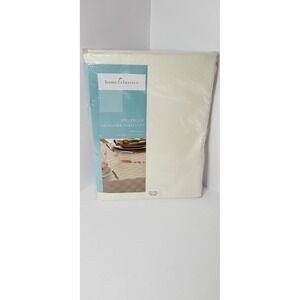 Home Classics Spill-Proof Microfiber Tablecloth 52x70 Oblong Ivory Check NEW F5